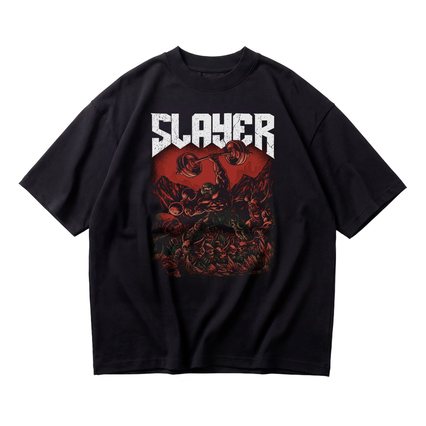 Most Natty Slayer oversized gym t-shirt front flat lay on white background