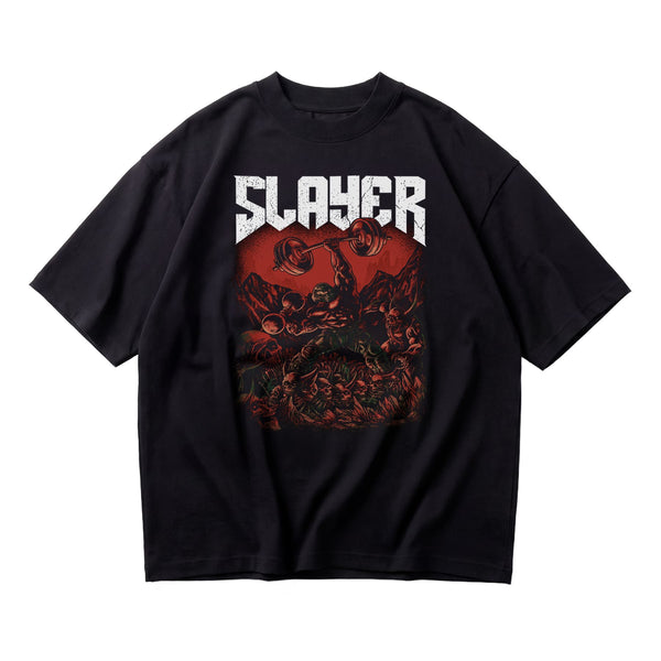 Most Natty Slayer oversized gym t-shirt front flat lay on white background