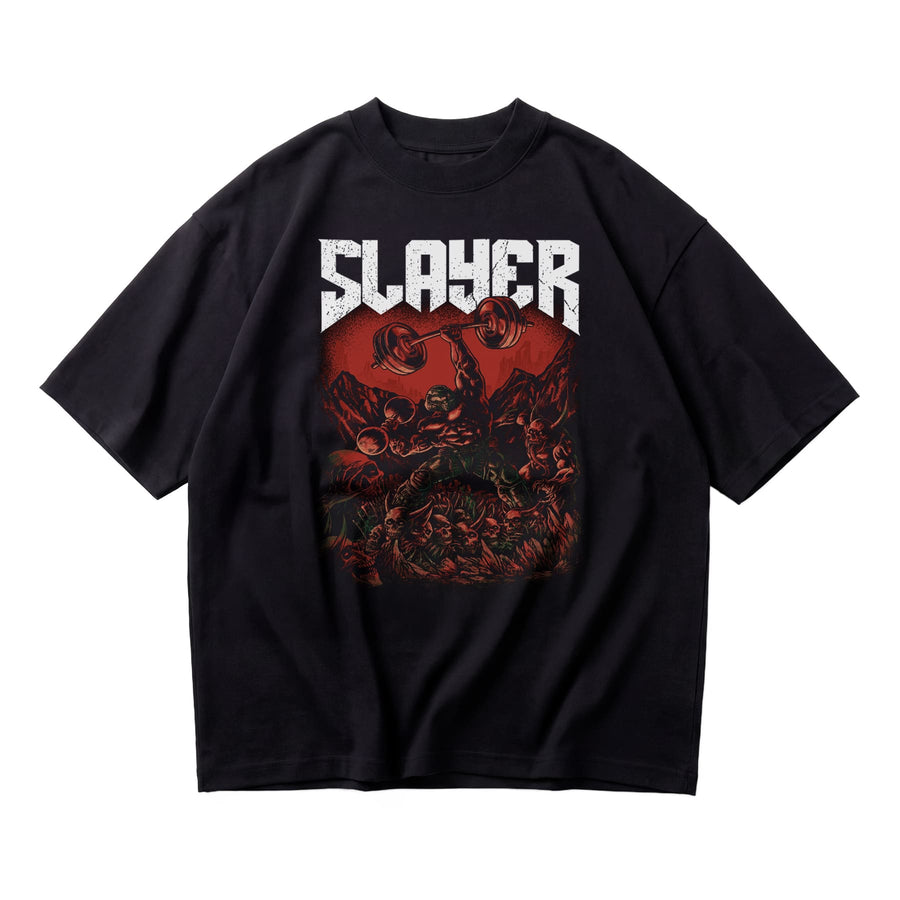 Most Natty Slayer oversized gym t-shirt front flat lay on white background