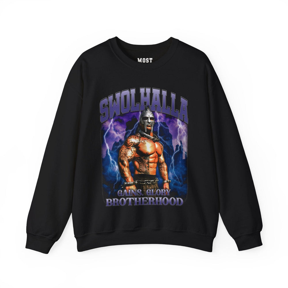 Rich Piana Swolhalla gym pump cover crewneck front flat lay on white background