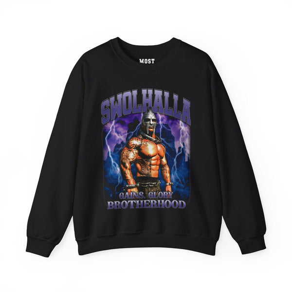 Rich Piana Swolhalla gym pump cover crewneck front flat lay on white background
