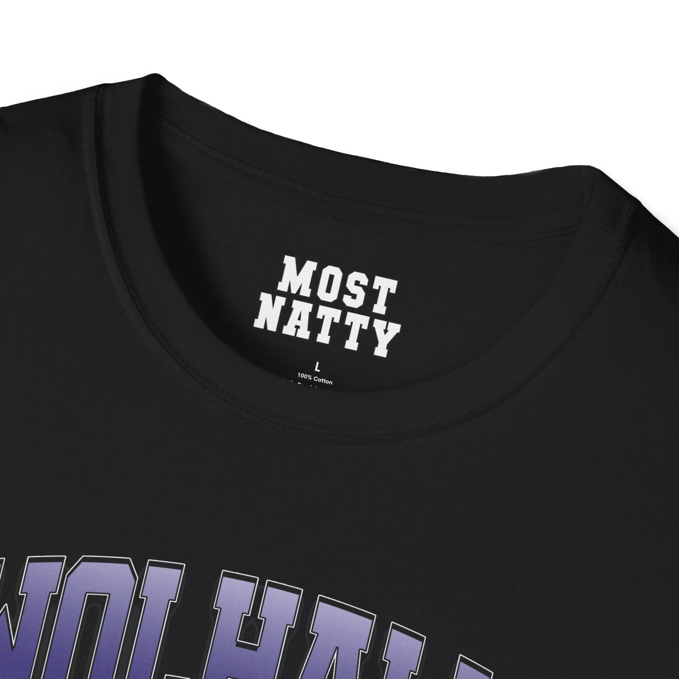 Most Natty inner neck label print and crew neck collar detail on black gym t-shirt