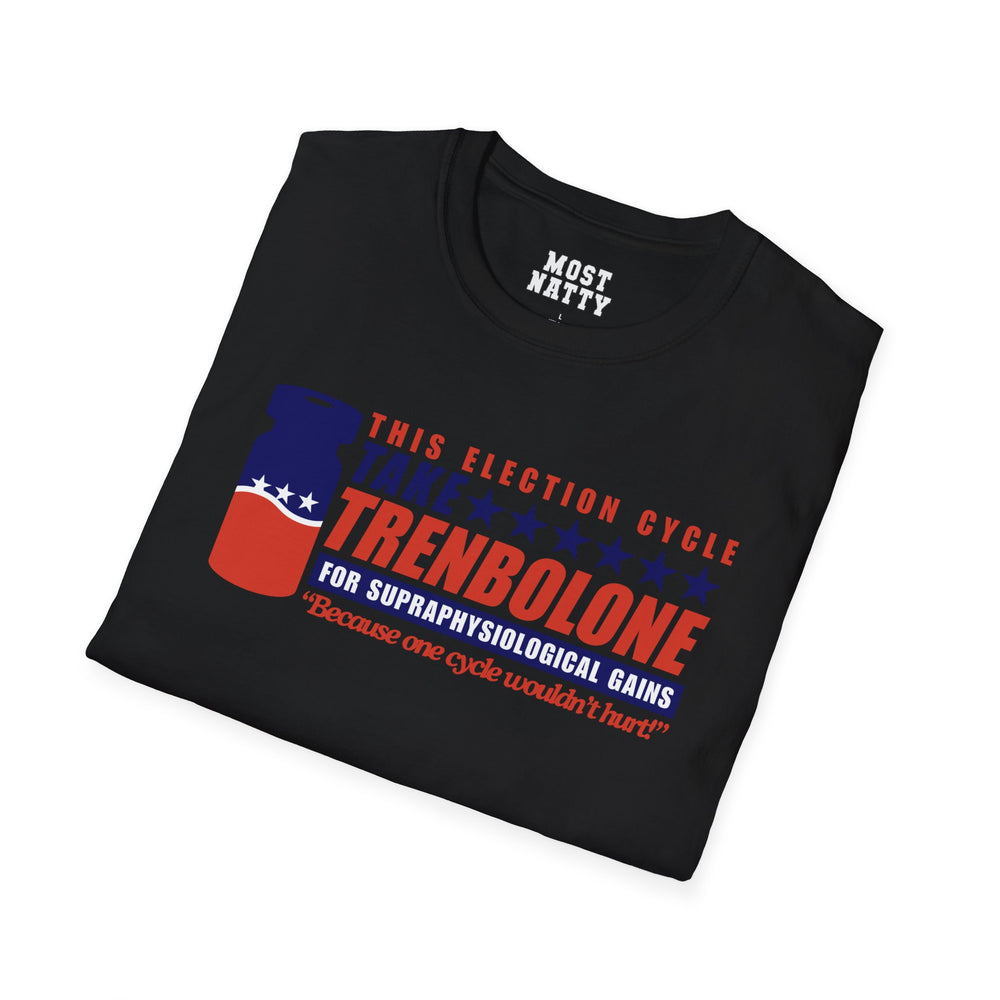 Most Natty TAKE TREN 24 gym t-shirt folded showing white garment fabric and classic fit