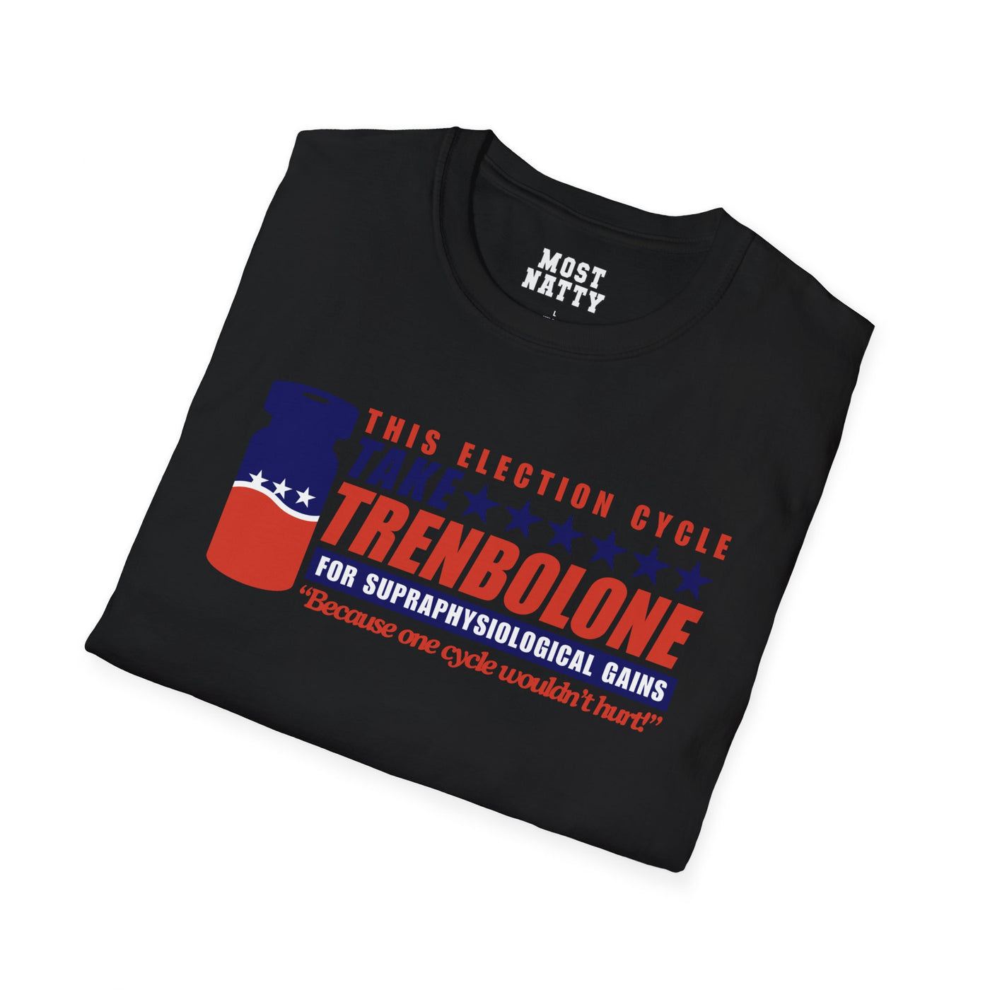 Most Natty TAKE TREN 24 gym t-shirt folded showing white garment fabric and classic fit