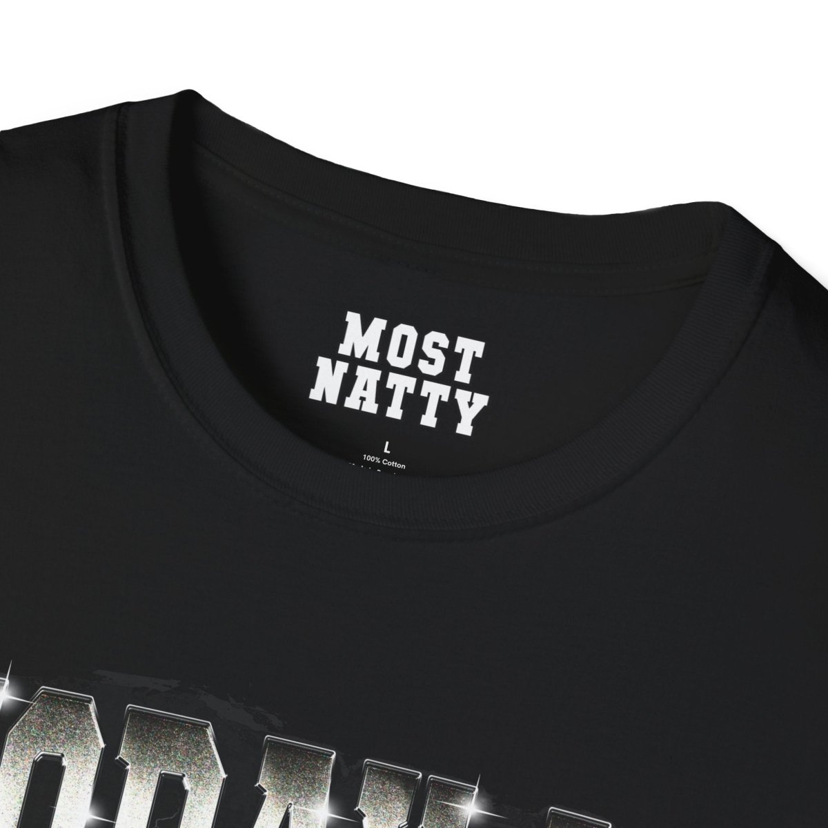 Most Natty inner neck label print and crew neck collar detail on black gym t-shirt