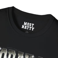 Most Natty inner neck label print and crew neck collar detail on black gym t-shirt