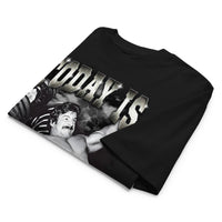 Mike Mentzer Today Is Leg Day oversized gym t-shirt folded showing black garment fabric and drop-shoulder cut