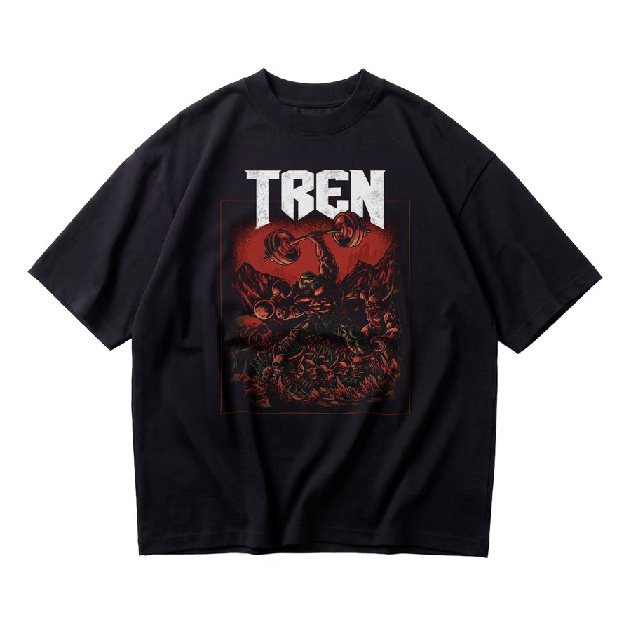 Most Natty Tren Slayer oversized gym t-shirt front flat lay on white background
